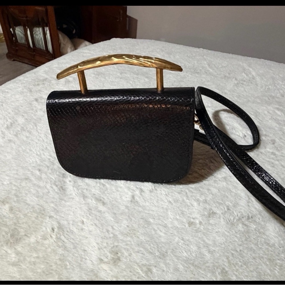 Zara Black Mini Bag with Gold Handle